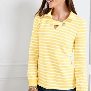 TALBOTS yellow white striped sweatshirt plus size 3X